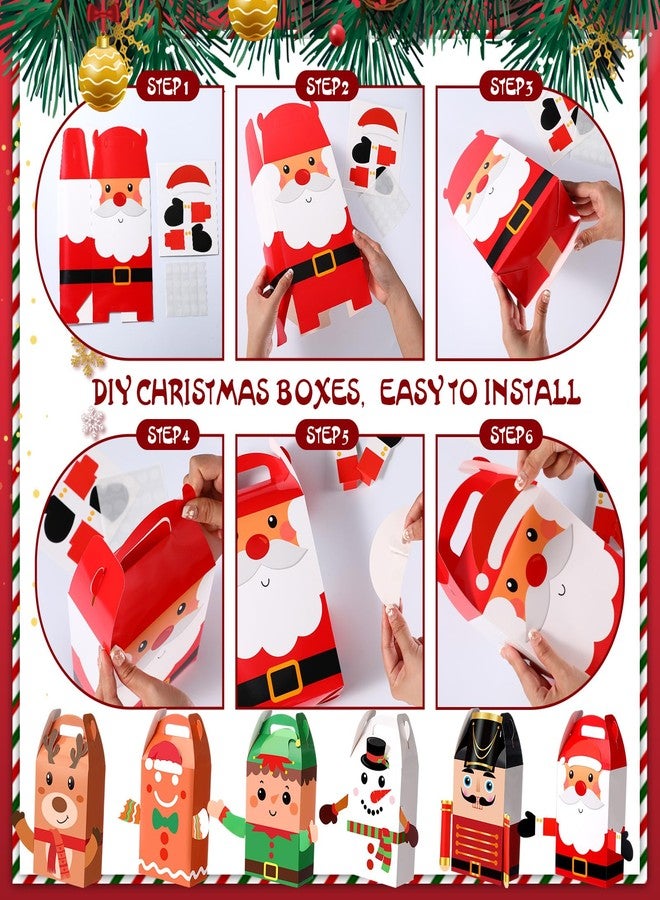 Harloon 24 Pcs Christmas Gift Boxes Kid Bulk Xmas Nutcracker Santa Snowman Reindeer Elf 3D Cardboard with Handle Party Presents Cute Empty Packaging Supplies,12 x 6 x 3.1 Inch - Image 5